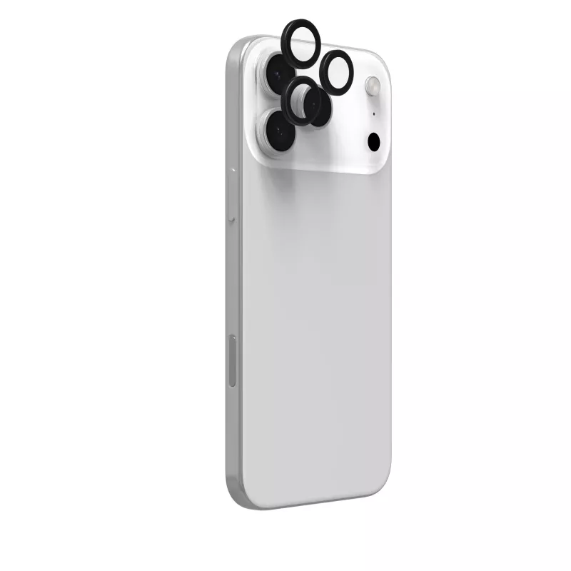 InvisibleShield Glass Elite (CameraRings) objektyvų apsauga, skirta Apple iPhone 17 Pro / 17 Pro Max / 16 Pro / 16 Pro Max / 15 Pro / 15 Pro Max, juoda