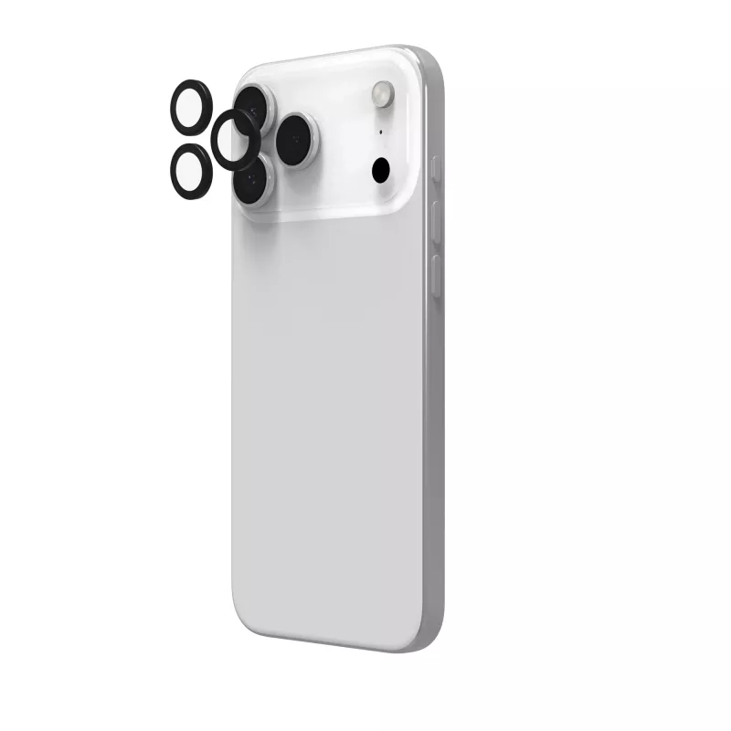 InvisibleShield Glass Elite (CameraRings) objektyvų apsauga, skirta Apple iPhone 17 Pro / 17 Pro Max / 16 Pro / 16 Pro Max / 15 Pro / 15 Pro Max, juoda