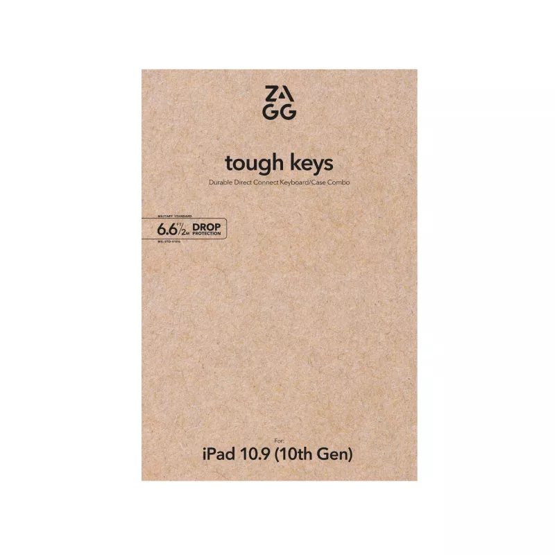 ZAGG Tough Keys klaviatūra su dėklu, skirta Apple iPad 10th Gen/A16, juoda, vokiška (B2B Brown Box)