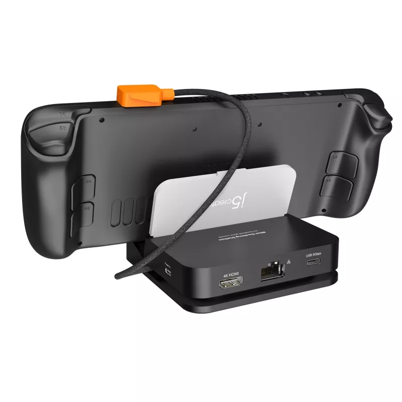 Mobiliojo įrenginio dokų stotelė j5 create JCD624-N USB Type-C, skirta iPhone 16/15 ir Samsung Galaxy serijai, 100×250×28,5 mm, 238 g, juoda/pilka