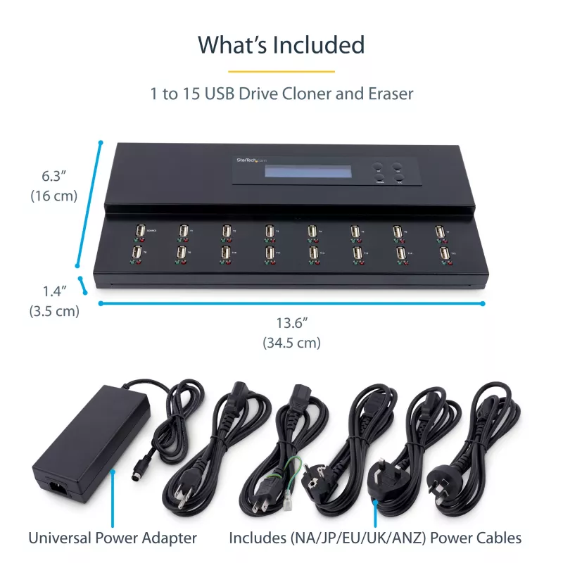 StarTech.com USB atmintinių kopijavimo ir ištrynimo įrenginys, 1:15, 1,5 GB/min, LCD