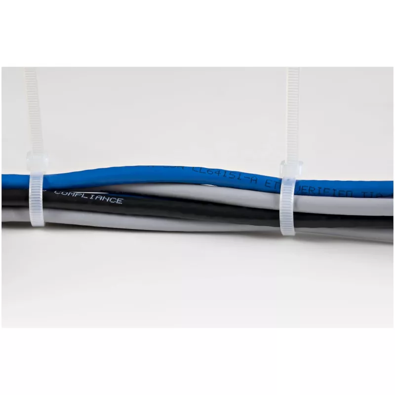 StarTech.com 8 colių (20 cm) kabelių raiščiai - 1/8 colio (4 mm) pločio, 2-1/8 colio (55 mm) ryšulio skersmuo, 50 svarų (22 kg) tempimo stiprumas, nailoniniai savaime užsifiksuojantys raiščiai su lenktu antgaliu - 94V-2/UL sertifikuoti, 1000 vnt. pakuotė 