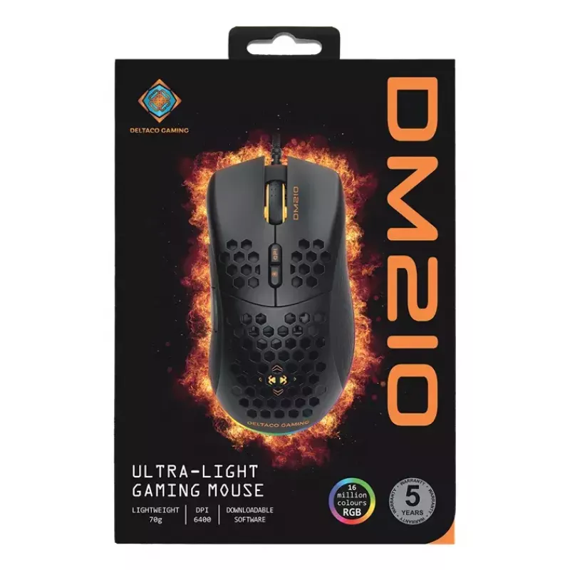 Žaidimų pelė Deltaco DM210 Wired Ultrathin RGB Black