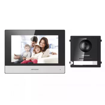 Vaizdo domofono sistema Hikvision DS-KIS602 2 MP 7 colių juoda pilka