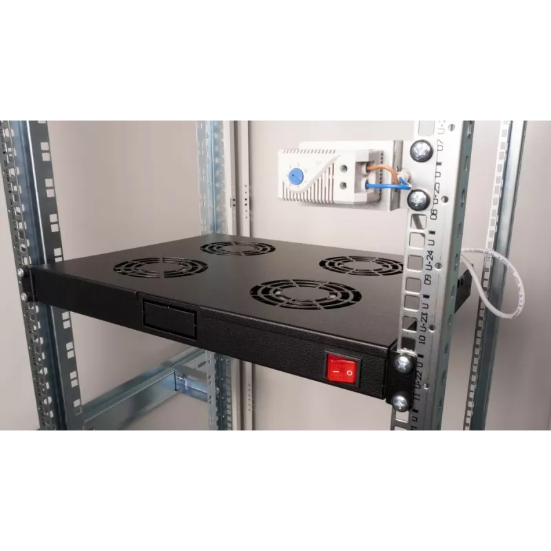 Equip EZF-4-B aušinimo ventiliatorių blokas 19 inch, 1U, 4x120 mm, RAL9005 juodas