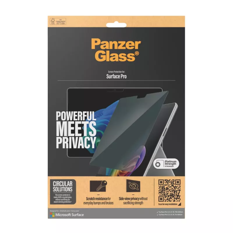 PanzerGlass® Privatumo ekrano apsauga Microsoft Surface Pro X | Pro 8 | Pro 9 | Pro 10 | Pro 11th Edition | Ultra-Wide Fit