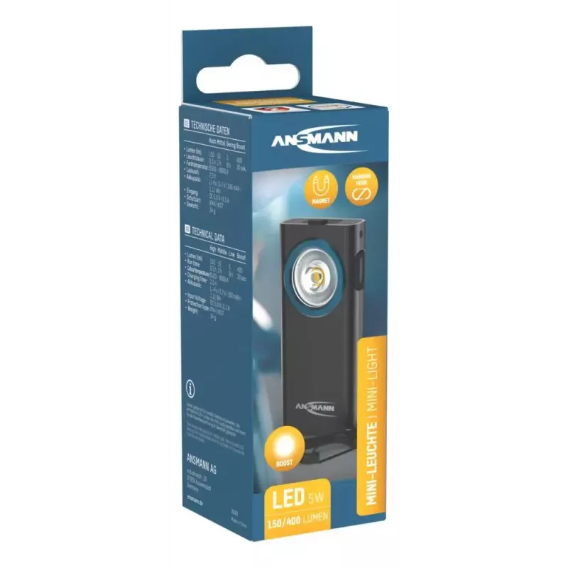 Raktų pakabuko žibintuvėlis Ansmann ML400R Juodas LED 5W USB įkraunamas