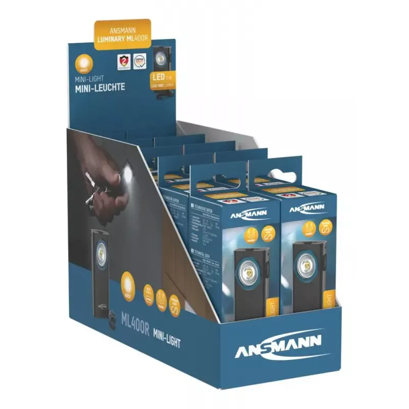 Raktų pakabuko žibintuvėlis Ansmann ML400R Juodas LED 5W USB įkraunamas