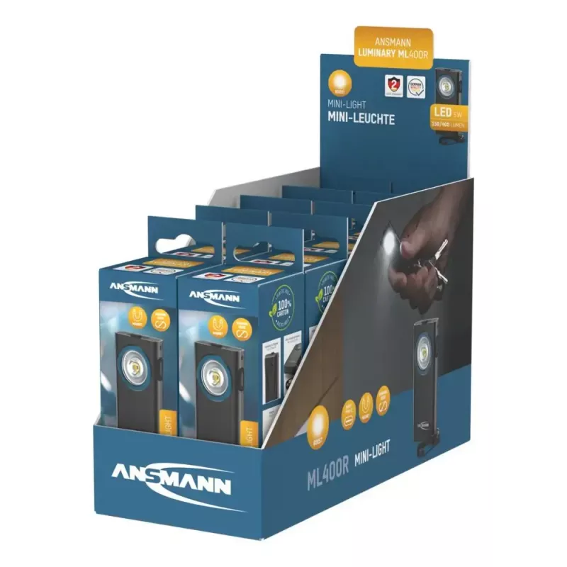 Raktų pakabuko žibintuvėlis Ansmann ML400R Juodas LED 5W USB įkraunamas