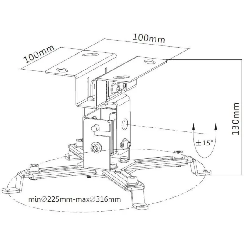 Techly ICA-PM 2S lubinis laikiklis projektoriui 130mm sidabrinis