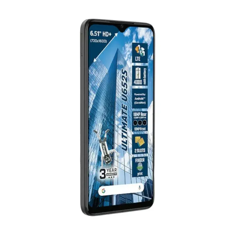 Išmanusis telefonas Energizer Ultimate U652S, 6,51 colių HD+ ekranas, 64 GB atminties, juodas