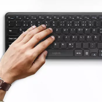 Belaidė klaviatūra LogiLink ID0188 Home RF Wireless QWERTZ juoda