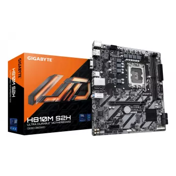 GIGABYTE H810M S2H pagrindinė plokštė – Intel Core Ultra (2 serija), 4+1+2 fazių VRM, iki 6400MHz DDR5, 1xPCIe 4.0 M.2, 1GbE LAN, USB 3.2 Gen 1