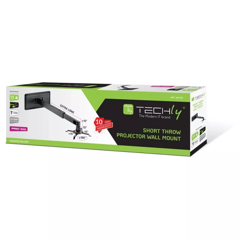 Techly ICA-PM 21 sieninis laikiklis projektoriui, juodas