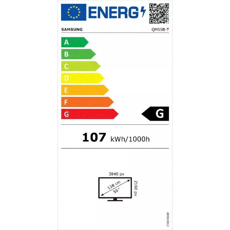 Skaitmeninės reklamos plokščiasis ekranas Samsung QM55B-T 55 colių LCD 4K Ultra HD VA, 400 cd/m², Tizen 6.5, liečiamasis