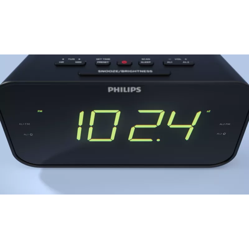 Philips TAR3306/12 radijo laikrodis su FM imtuvu, LED ekranas, juodas