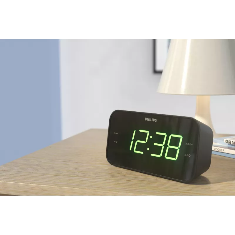 Philips TAR3306/12 radijo laikrodis su FM imtuvu, LED ekranas, juodas