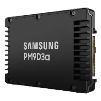 SSD Samsung PM9D3a 7.68 TB 2.5 colio PCIe 5.0 NVMe — 7680 GB, iki 12 000 MB/s skaitymas, 6 000 MB/s rašymas