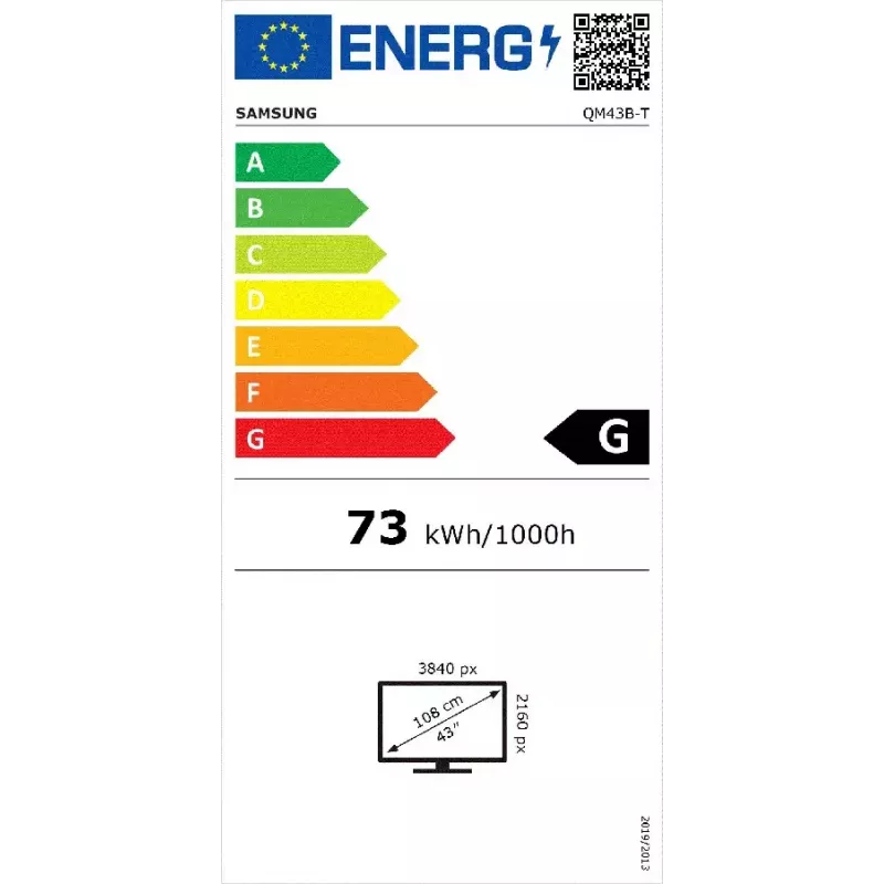 Skaitmeninis informacinis ekranas Samsung QM43B-T 43 colių LCD 4K Ultra HD 3840 x 2160