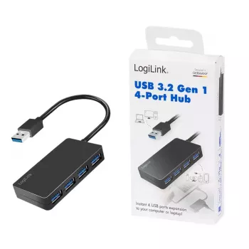 LogiLink USB 3.2 Gen1 4 prievadų USB šakotuvas, juodas, ABS, 5000 Mbit/s