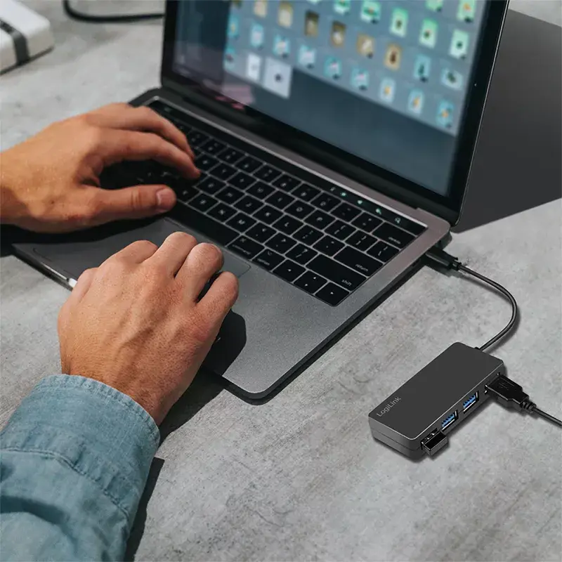 LogiLink USB 3.2 Gen1 4 prievadų USB šakotuvas, juodas, ABS, 5000 Mbit/s