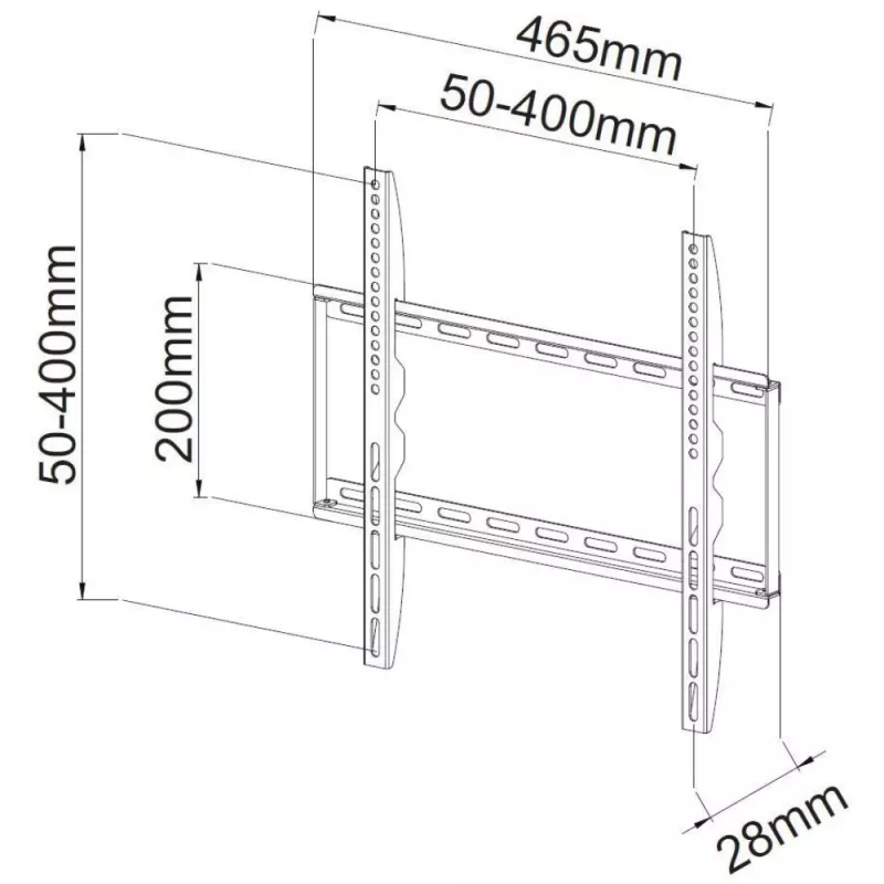 Techly fiksuotas plonas sieninis laikiklis LED TV LCD 23-55 juodas ICA-PLB 162M