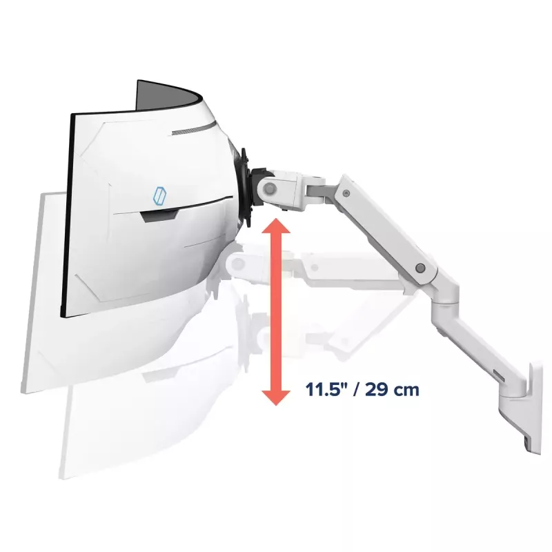 Ergotron HX Series HX ARM SU LABAI SUNKIU PIVOTU SIENAI BALTA 1000R 57 colių MONITORIAMS
