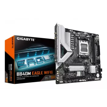 Motininė plokštė GIGABYTE B840M EAGLE WIFI6 – AMD Ryzen 9000, 5+2+2 fazių VRM, DDR5 7600MHz, PCIe 4.0 M.2, Wi-Fi 6, 2.5GbE LAN