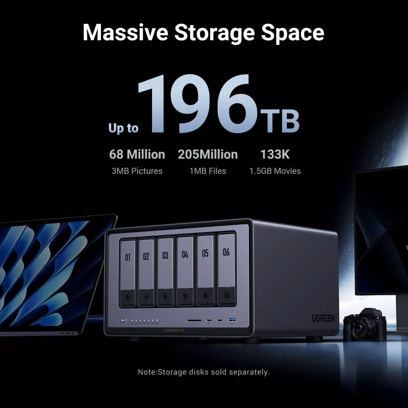 Ugreen DXP6800 Pro NAS stalinis kompiuteris Intel® Core™ i5 8 GB DDR5 pilka, juoda