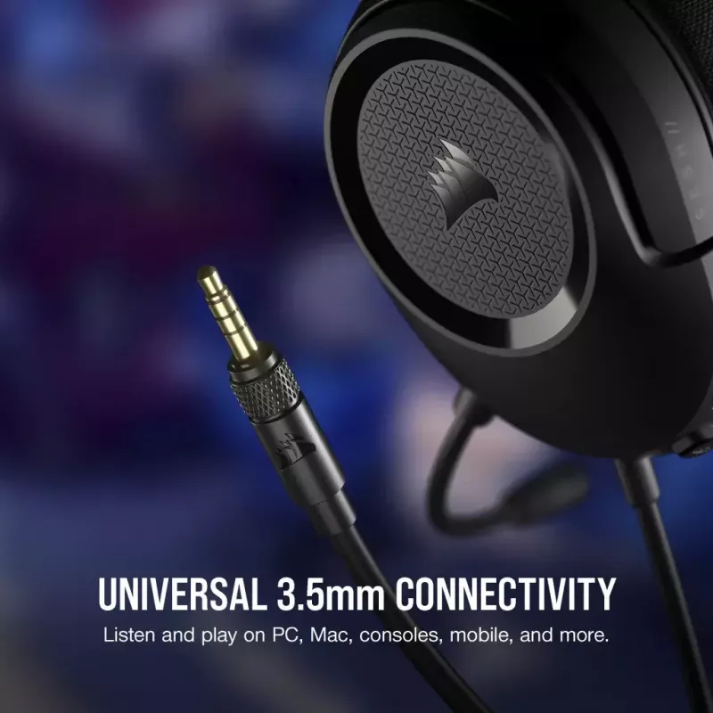 Ausinės Corsair HS35 v2 laidinės žaidimams mėlynos 1,8 m kabelis 470 g