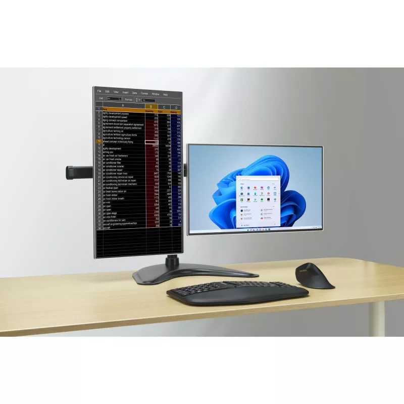 Kensington SmartFit Ergo Freestanding Dual Monitor Stovas, laisvai pastatomas, 20 kg, 68,6 cm (27 colių), 100 x 100 mm, aukščio reguliavimas, juoda