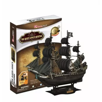 3D dėlionė CubicFun Pirate Ship 'Queen Anne's Revenge' Model T4005H, kartoninis surinkimas