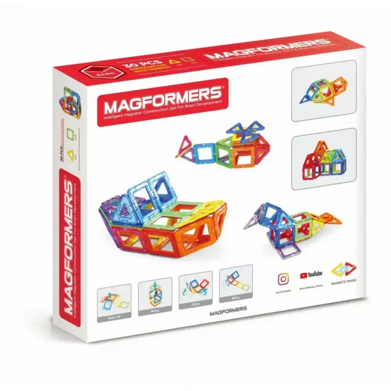 MAGFORMERS Magnetiniai blokeliai Basic 30 vnt. rinkinys