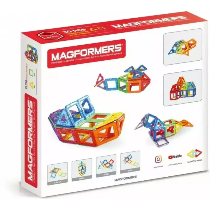 MAGFORMERS Magnetiniai blokeliai Basic 30 vnt. rinkinys
