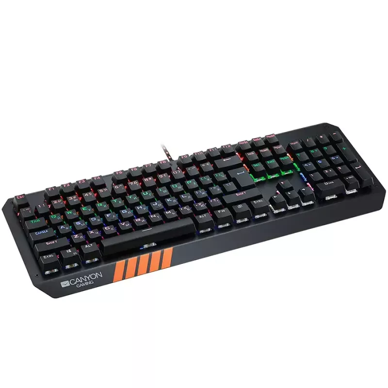 Mechaninė žaidimų klaviatūra CANYON Hazard GK-6 RGB laidinė juoda US/RU išdėstymas
