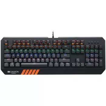 Mechaninė žaidimų klaviatūra CANYON Hazard GK-6 RGB laidinė juoda US/RU išdėstymas