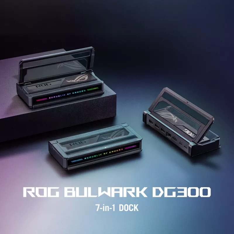 Dokavimo stotelė ASUS ROG Bulwark Dock 2025 DG300 USB Type-C, 1x RJ-45, 1x HDMI, juoda, 160×74×25,5 mm