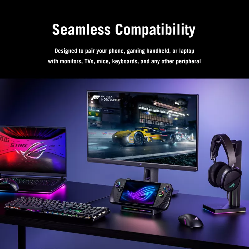 Dokavimo stotelė ASUS ROG Bulwark Dock 2025 DG300 USB Type-C, 1x RJ-45, 1x HDMI, juoda, 160×74×25,5 mm