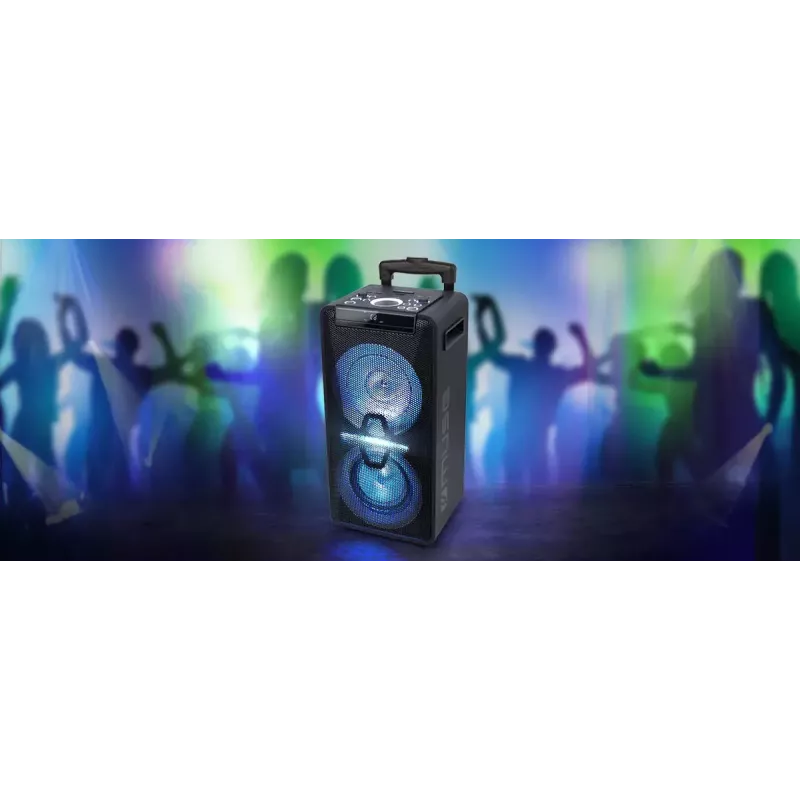 Nešiojamas garsiakalbis Muse M-1920 DJ – 300 W RMS, maitinamas iš tinklo, 3,5 mm įvestis, 256×287×534 mm, 7 kg, juodas