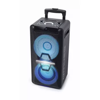Nešiojamas garsiakalbis Muse M-1920 DJ – 300 W RMS, maitinamas iš tinklo, 3,5 mm įvestis, 256×287×534 mm, 7 kg, juodas
