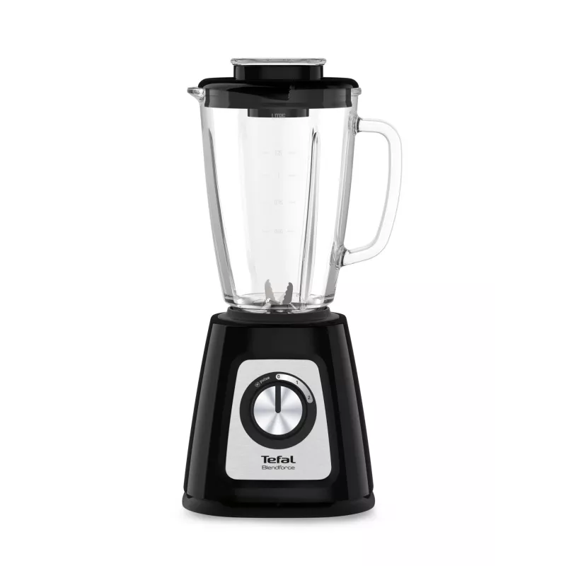 Stalinis blenderis Tefal BL4358 — 800 W, 1,25 l stiklinis indas, ledo smulkinimas, juoda/šlifuotas plienas