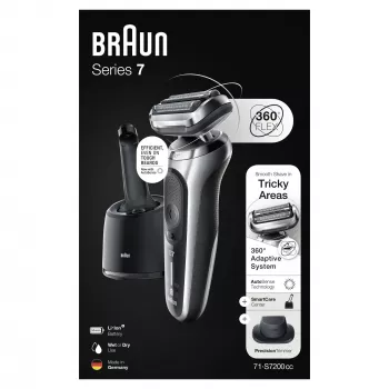 Folijos skustuvas Braun Series 7 71-S7200c juodas sidabrinis Li-Ion 50 min