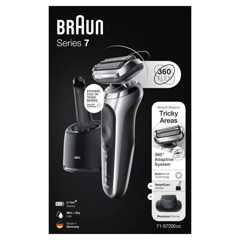 Folijos skustuvas Braun Series 7 71-S7200c juodas sidabrinis Li-Ion 50 min