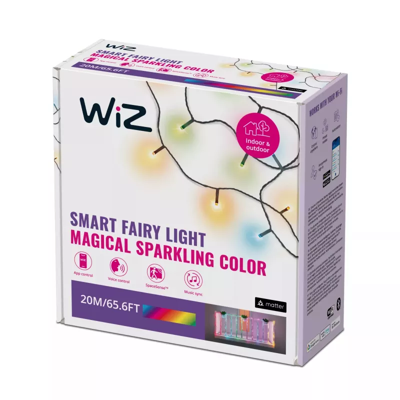 WiZ Fairy Light 20M – protinga LED girlianda, Wi-Fi/Bluetooth, juoda
