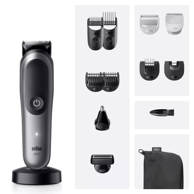 Braun All-in-One Series 7 AIO7560 belaidis 13 viename rinkinys, juodas/pilkas