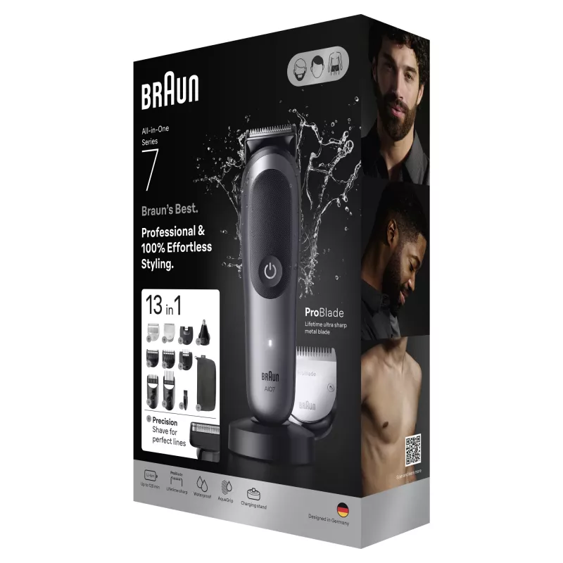 Braun All-in-One Series 7 AIO7560 belaidis 13 viename rinkinys, juodas/pilkas
