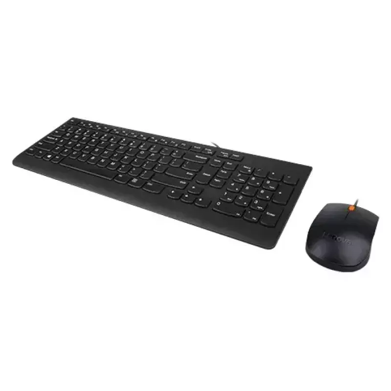Laidinė klaviatūros ir pelės rinkinys Lenovo 300 — Pilno dydžio QWERTY JAV anglų, USB, juoda, 1,8 m laidas, pelė 1600 DPI