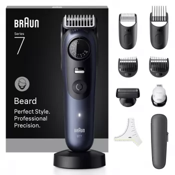 Braun BeardTrimmer 7 BT7540 barzdos kirpimo mašinėlė 0,5–20 mm, baterija, juoda mėlyna