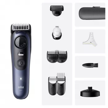 Braun BeardTrimmer 7 BT7540 barzdos kirpimo mašinėlė 0,5–20 mm, baterija, juoda mėlyna