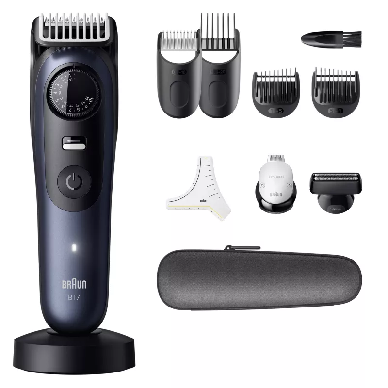 Braun BeardTrimmer 7 BT7540 barzdos kirpimo mašinėlė 0,5–20 mm, baterija, juoda mėlyna